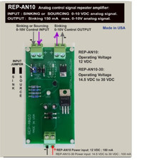 REP-AN10-30: 14.5-30V signal repeater: 0-10V sinking lighting dimmer made in USA
