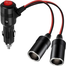 Car Cigarette Lighter Splitter Adapter, 7in UL Wire with 15A Fuse, Auto DC Power