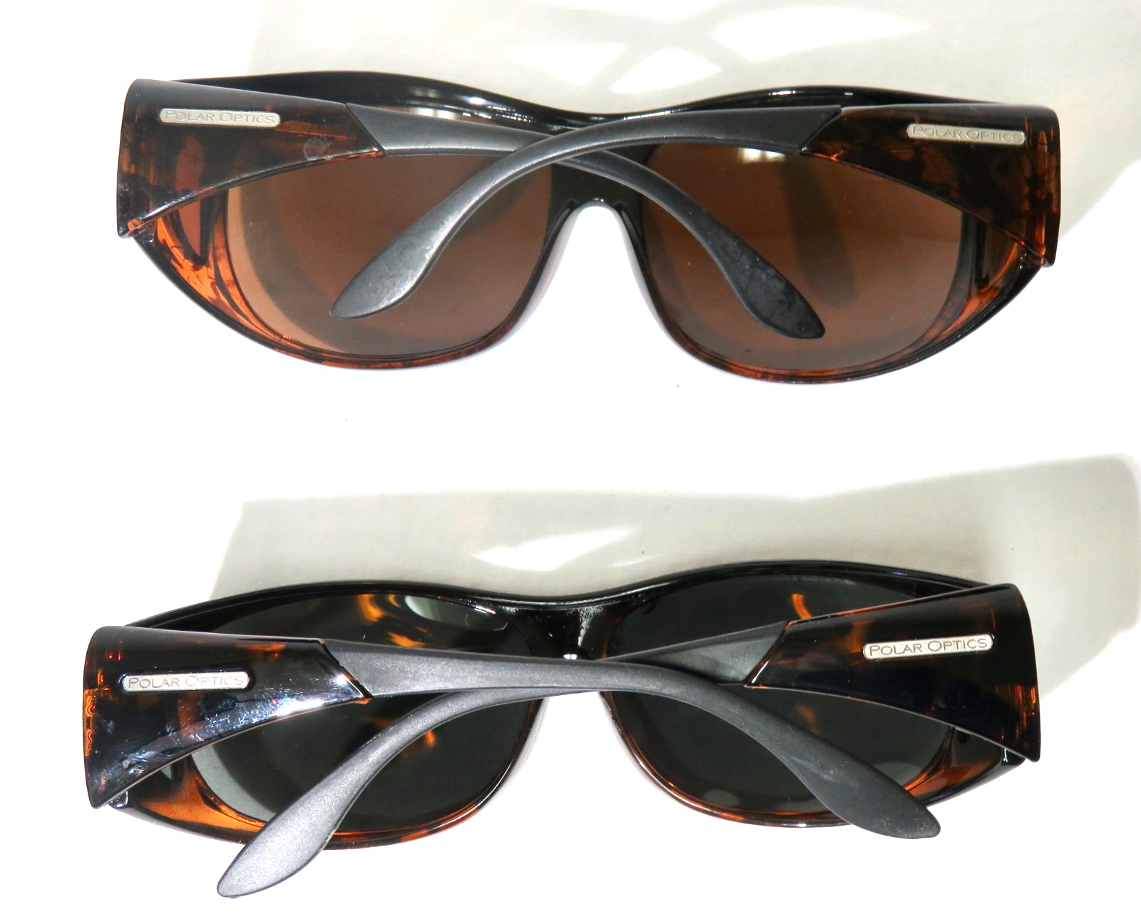 Lot of 2 Pairs of Polar Optics Fit Over Style Sunglasses , Tortoise plastic