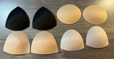 4 Pairs Bikini Cup Pads Inserts Sports Bra Shapes Black Beige White NWOT