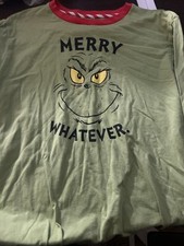 Grinch Men's Christmas Pajama Top M Green Red Merry Whatever Dr. Seuss