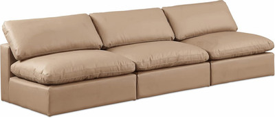 Comfy 117'' Modern Modular Sofa in Soft Tan Vegan Leather