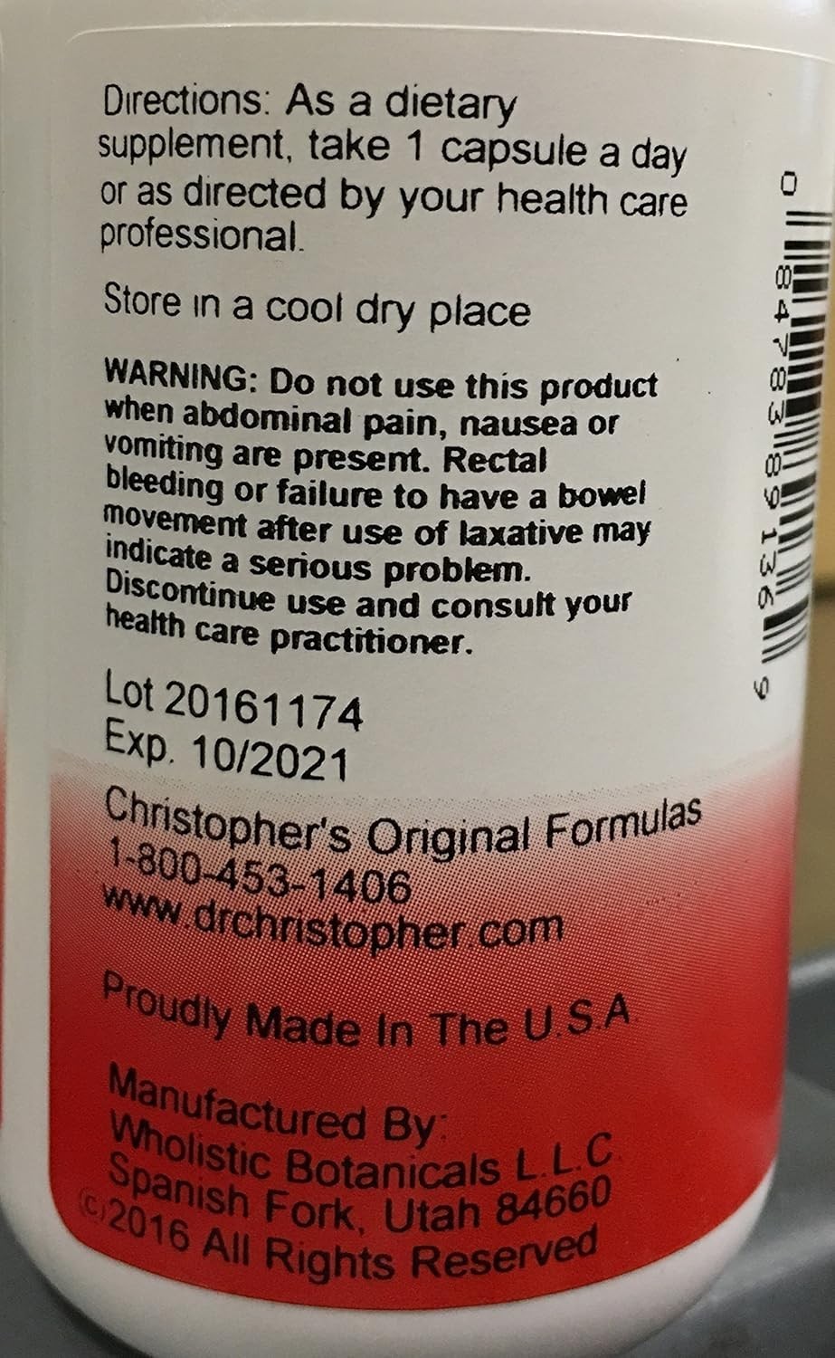 Dr. Christopher’s 485mg Quick Colon Formula - 100 Vegetarian Capsules for Adults