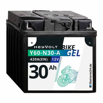 HEYVOLT Motorradbatterie 12V 30Ah Y60-N30-A 53034 C60-N30-A, Gel