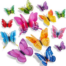 3D Butterfly Wall Decor, 24 Pcs Double Layer Butterfly Decorations for Party Dec