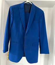 Primark Men’s Blue Slim Fit 2 Piece Suit 34R Regular Notch Lapel