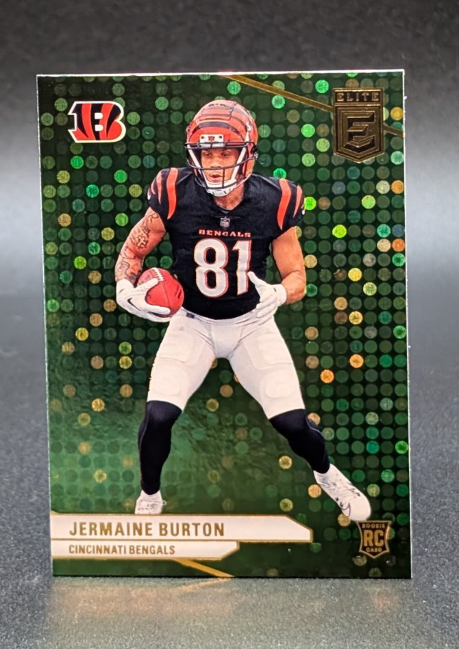 2024 Panini Donruss Elite Green Disco #176 Jermaine Burton RC Cincinnati Bengals