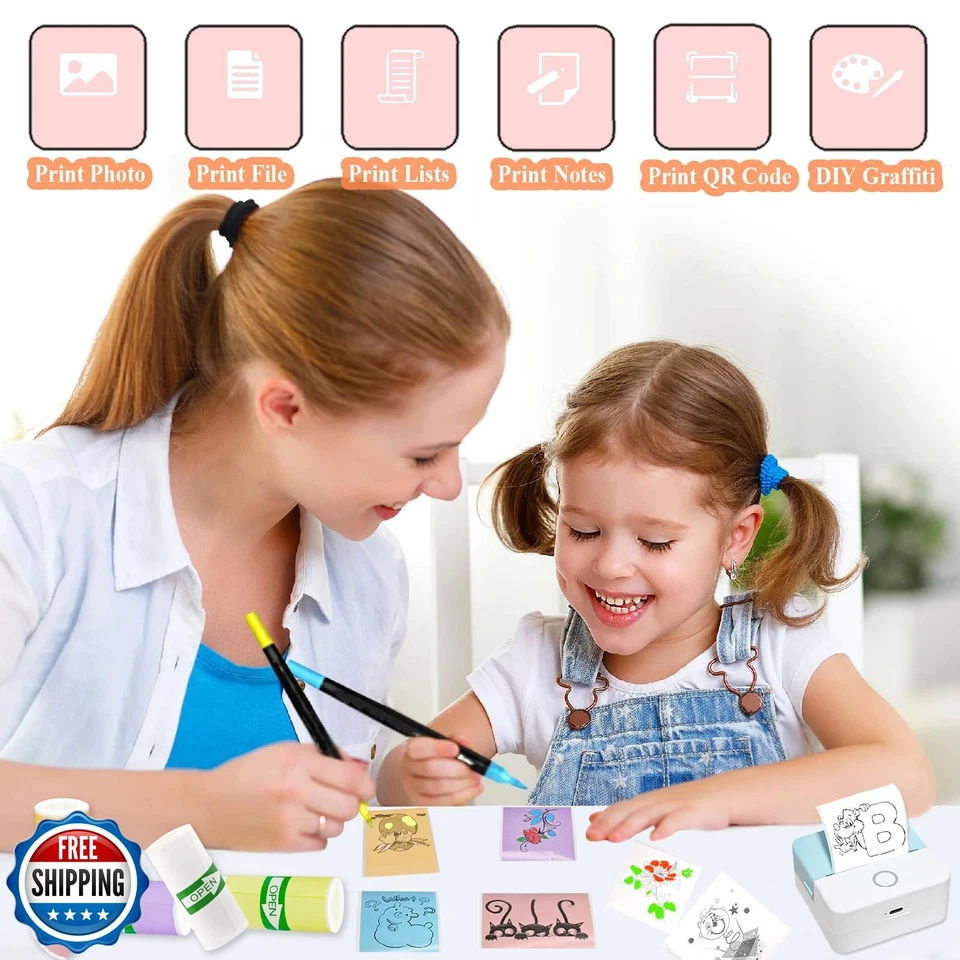 9 Rolls Self-Adhesive Mini Printer Paper - 6 Vibrant Colors and 3 White Compa - Image 4 of 4