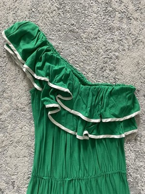 T Bags Los Angeles Green One Shoulder Ruffles Dress Size XS | eBay