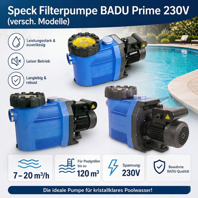 Speck BADU Prime Poolpumpe 230V Auswahl Filterpumpe Umwälzpumpe Made in Germany