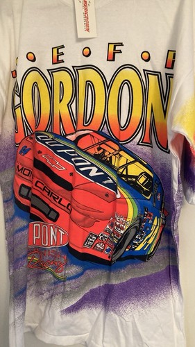 NWT Vintage 1995 Jeff Gordon NASCAR Life In The Fast Lane AOP Shirt Adult L - Picture 6 of 9