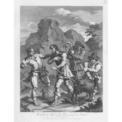 WILLIAM HOGARTH Don Quijote: Knight of the Rock - Antique Print 1861