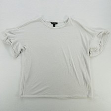 Banana Republic Shirt Womens Small White Ruffle Flutter Sleeve Crewneck Top
