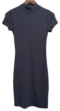Michael Stars Women’s Shirt Dress XS Mock Neck Gray Bodycon Stretch Ribbed