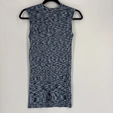 M. Patmos Knit Top - Blue, Mock Neck, Sleeveless - Size XS