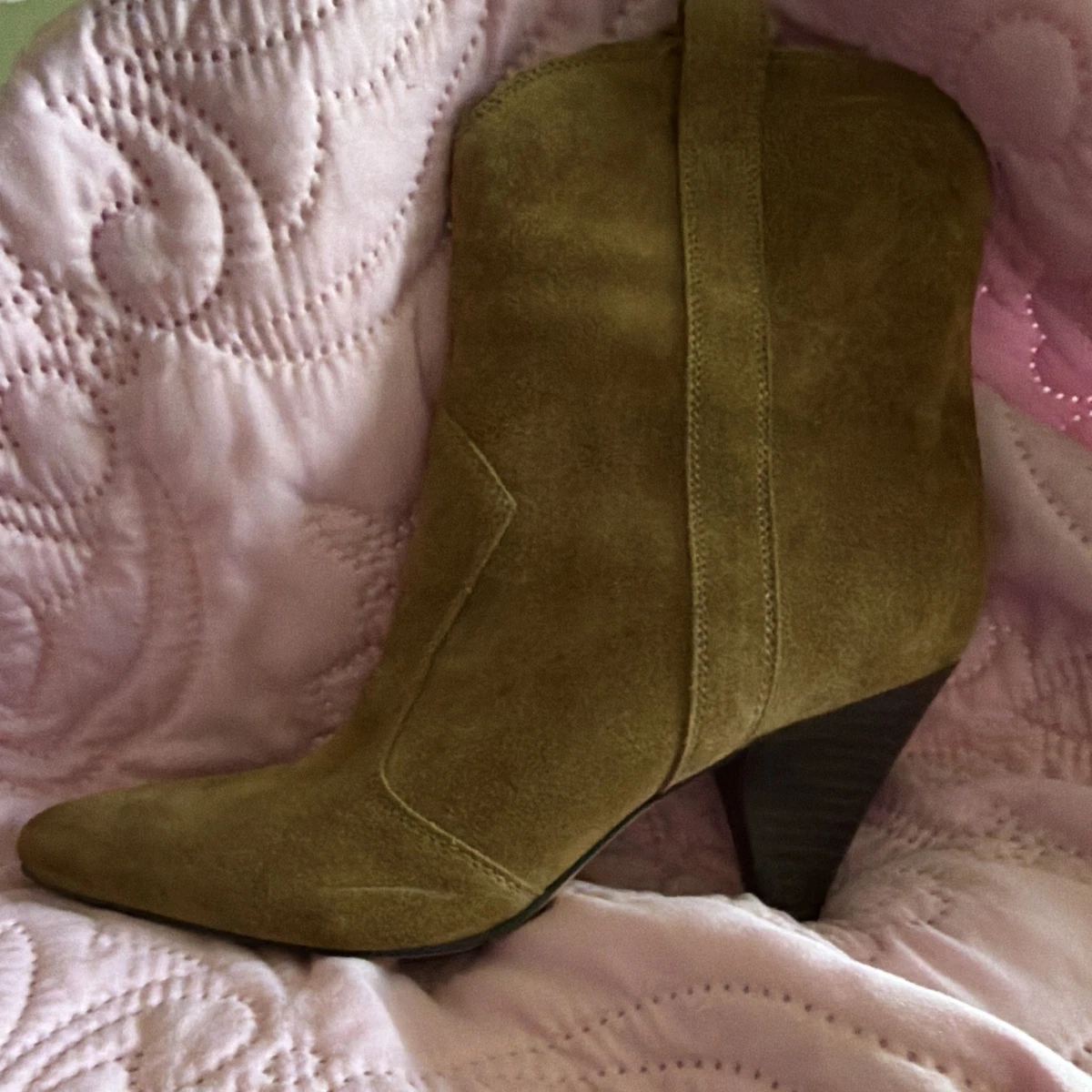 Mark Fisher Foggie Ankle Boots Beige Womens Size 8M Suede Faux Fur Round Toe Marc Fisher Suede Boots for Women for sale - eBay main image 2