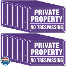Yaocom 24 Pcs No Trespassing Signs Private Property Metal Reflect