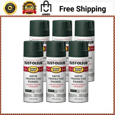 Rust-Oleum Stops Rust Spray Paint 12oz Satin Hunter Green 6 Pack 7732830