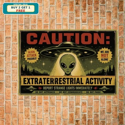 Alien Attack Classic Bedroom Caf�� Sci-Fi Outer Space Retro Metal Tin Sign Decor