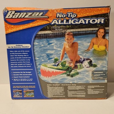 Vintage Banzai No-Tip Alligator 50'' Pool Float Inflatable NEW In Box Rare READ