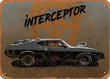 e Look Metal Sign - Mad Max Fury Road Cars Interceptor Mad Max - 8 x 12 Tin Sign