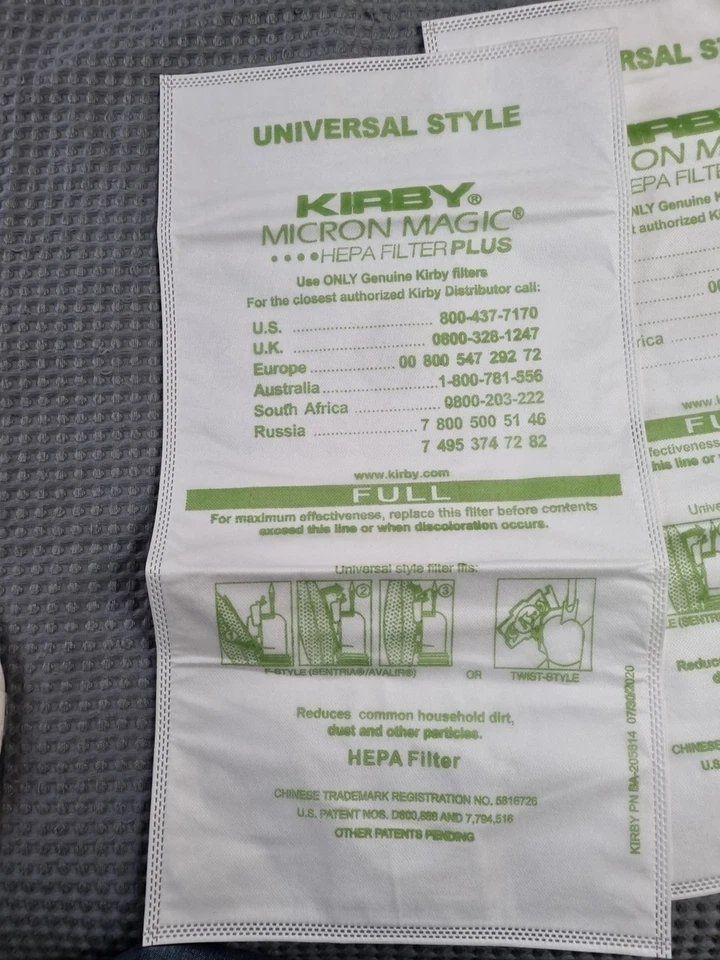4 X Genuine KIRBY VACUUM BAGS Sentria F & twist Style UNIVERSAL ~  MICRON MAGIC  - Image 2 of 4
