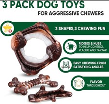 Dog Toys, 3-Pack Indestructible Dog Chew Toys for Aggressive Chewers