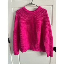 A New Day Hot Pink Chunky Knit Crewneck Sweater-Medium