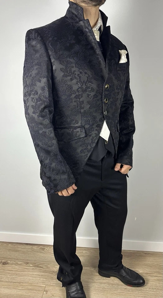 Cleofe Finati Suit Wool Silk Jacket Pants Blazer Haute Couture Italy 56 XL Kit - Image 4 of 4