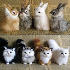 Animal Figurine Set Rabbit Owl Cat Fox Squatting Model Home Decoration Toy Gift
