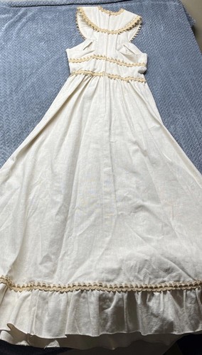 VTG Gunne Sax by Jessica Maxi Dress 70s Boho Macrame Lace Trim Cottagecore Sz 5 - Photo 8/17