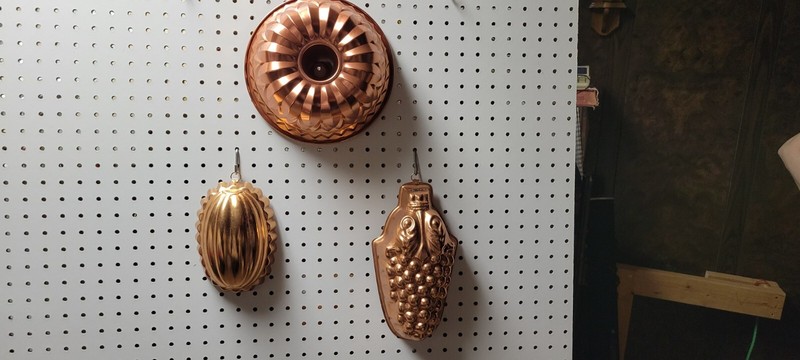 Vintage Copper Aluminum Jello Cake Hanging Molds, Grape, Bundt, Melon