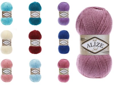 ALIZE SAL SIM Simli Glitzer Wolle Garn mit Metallicfaden stricken (Farbauswahl)