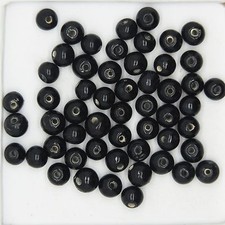 Glass Beads Black Opaque Round 6mm. Pack of 50. Made in India.