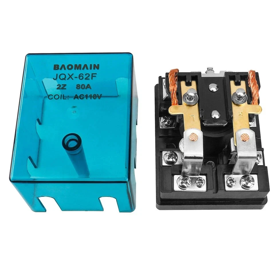 Relé de alta potencia Baomain JQX-62F-2Z bobina voltaje CA 110V 80A DPDT 2NO 2NC eléctrico Foto 3 de 4