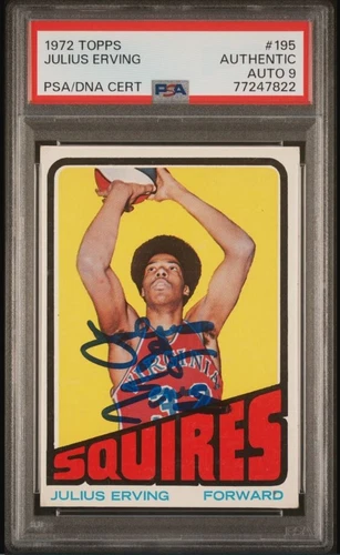 1972 Topps Julius Erving HOF Signed Basketball Rookie Card PSA/DNA 9 Certified