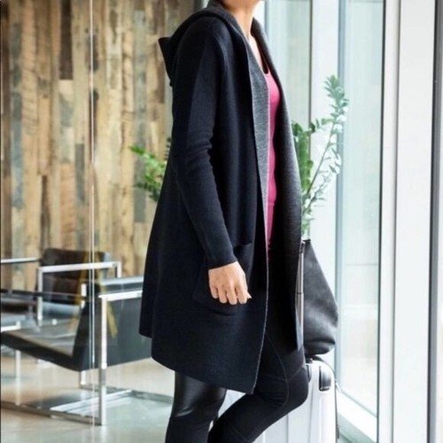 Calia Journey Duster Cardigan hooded open sweater Pure Black Dark Heather  Gray | eBay