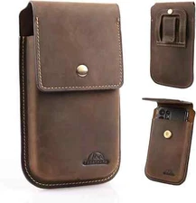 Topstache Leather Phone Holster for Belt,Flip Cell X-Large, Darkbrown