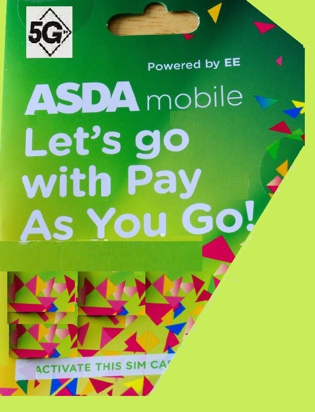 ASDA Mobile SIM Card Superfast 5G Include Nano/Micro/Standard Fits