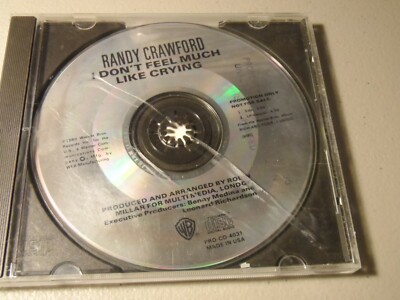 Randy Crawford - I Don't feel Much Like Crying PROMO CD single Rare R&B