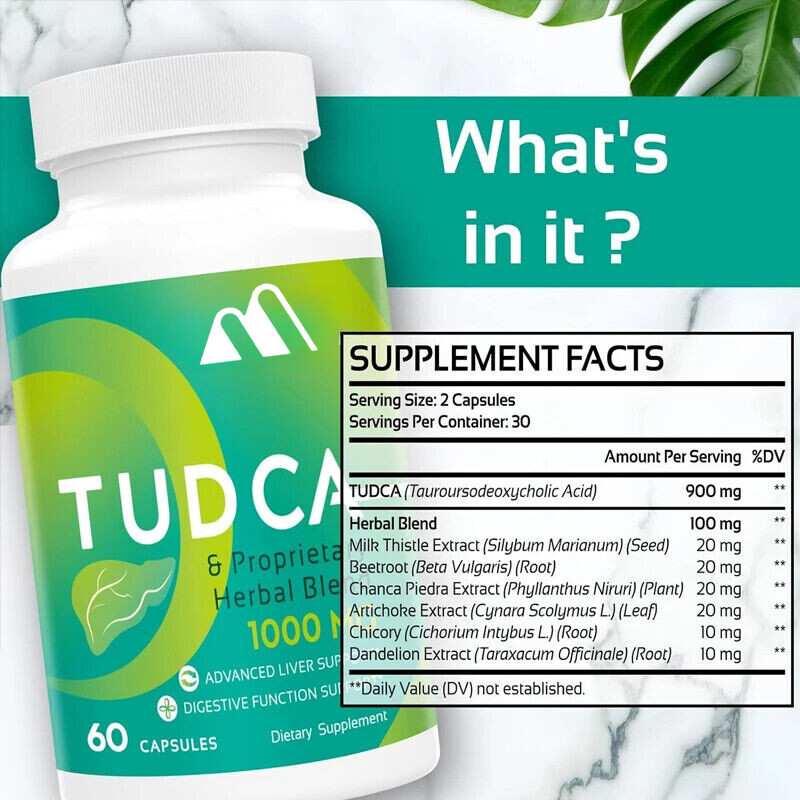 Suplemento de apoyo hepático TUDCA 1000 mg 60 cápsulas