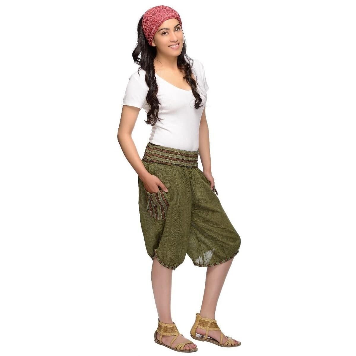 Pantalón Bombacho Shorts Bermudas Chándal Pantalones de Fruncido Varkala