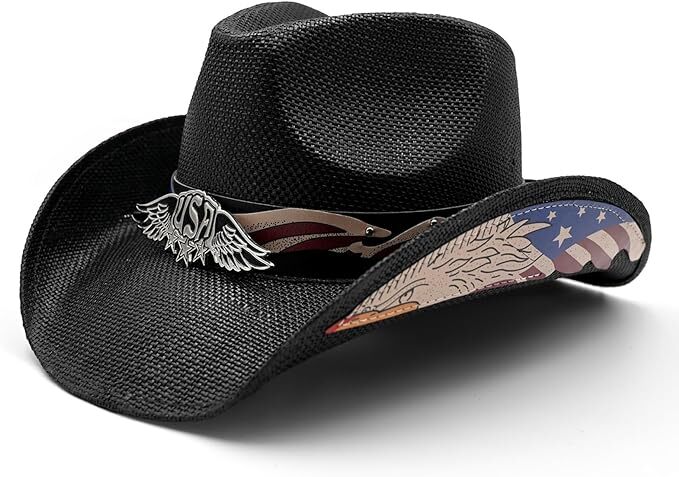 Cowboy Hat USA wings w&frasl; eagle Vintage Western Shapeable Brim 4 Color