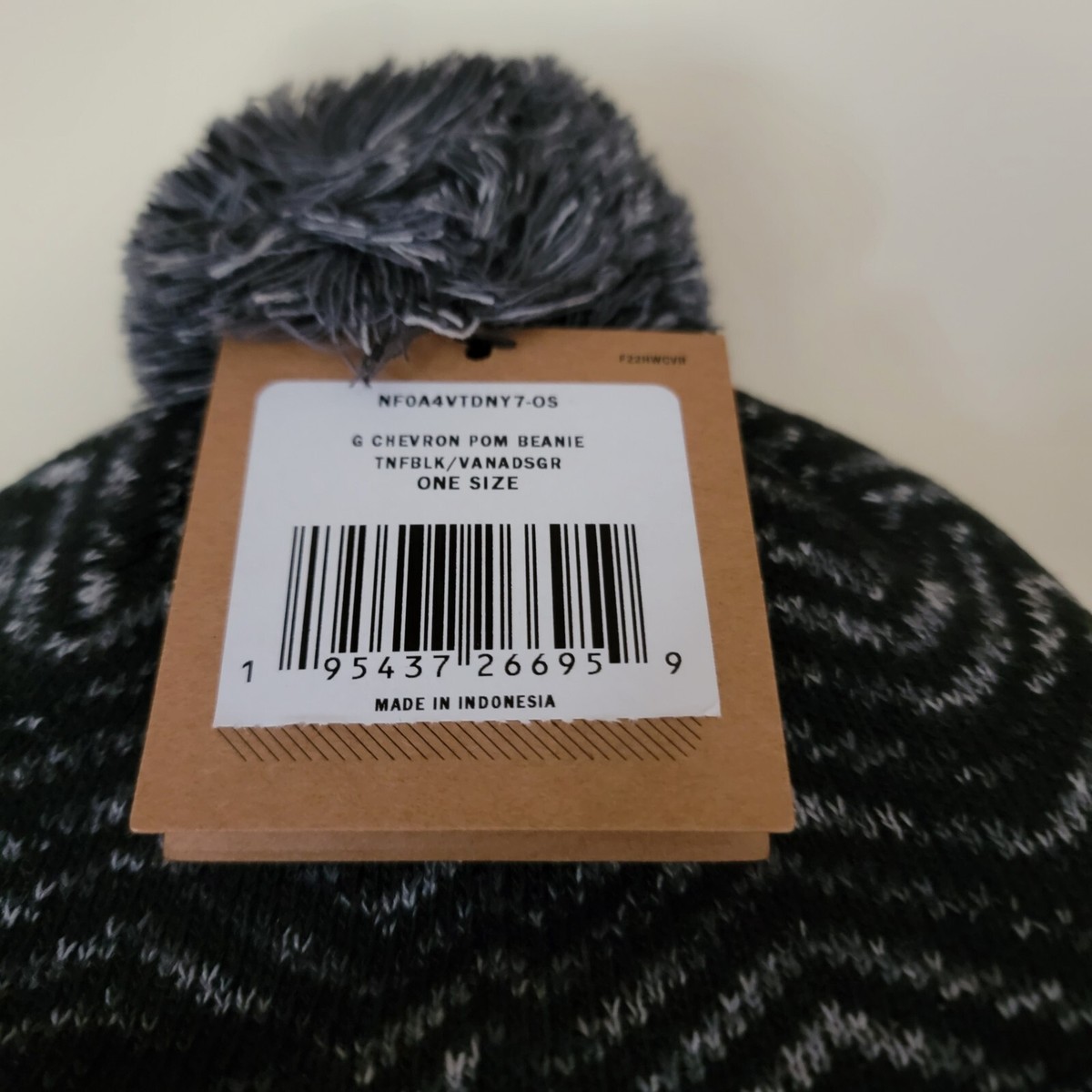 The North Face Women\'s Black & Vanadis Gray Chevron Pom Beanie Size One Size The North Face Women\ main image 2