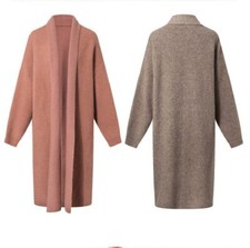 Women Oversized Lapel Long Coatigan Open Front Knit Cardigan Sweater 95-165lbs