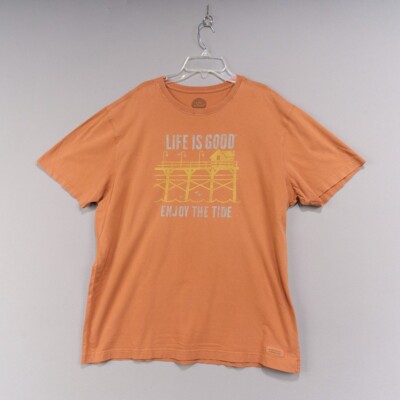 Life Is Good Shirt Crusher Tee Mens L Enjoy The Tide Beach Short Sleeve