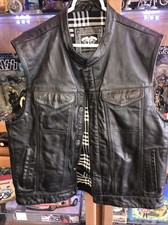 Highway 21 Mens Black Leather Vest Size 2x.  M 