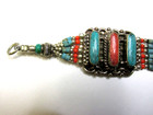 CARNELIAN TURQUOISE  BRACELET HAND MADE UNISEX MALE FEMALE VINTAGE STONE — photo 9