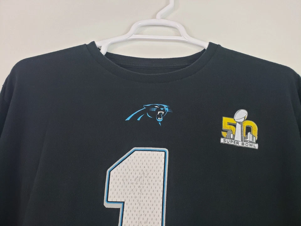 (M5) Carolina Panthers Newton #1 Camiseta Para Hombre Talla 2XL Camiseta Negra Super Bowl 50 Foto 2 de 4