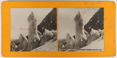 Glacier Des Bossons Mont-Blanc C1900 Foto Stereo Vintage P74L4N